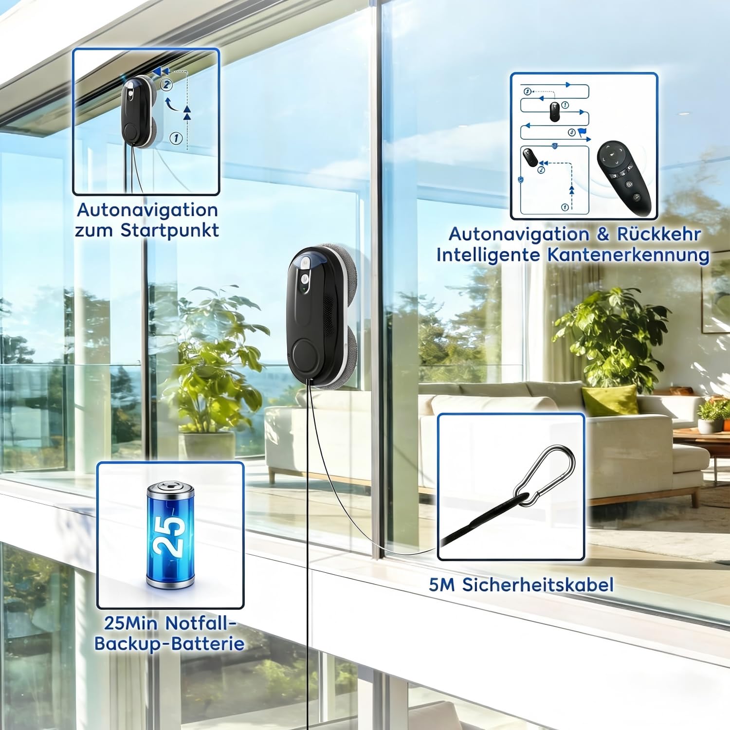KKI KI-gesteuerter automatischer Fensterreinigungsroboter für Smart Homes