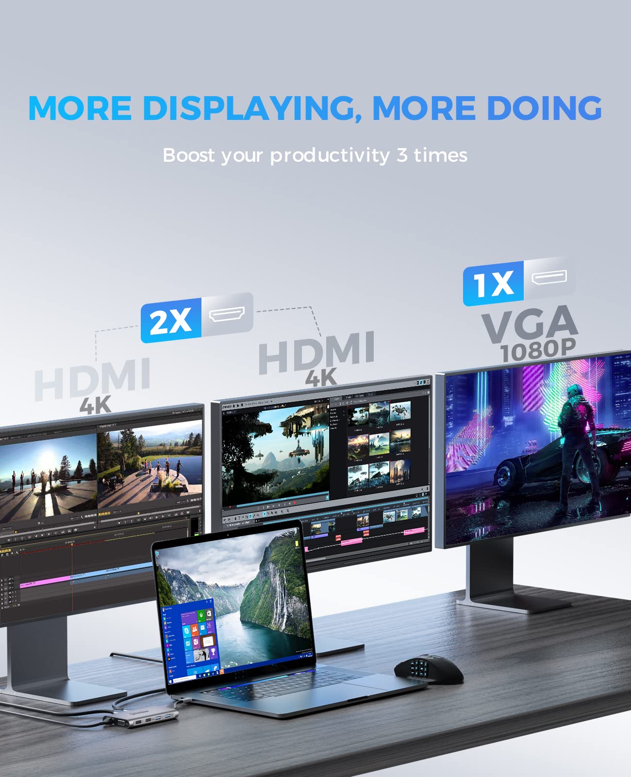 Estación de Acoplamiento USB C 11 en 1, Monitor