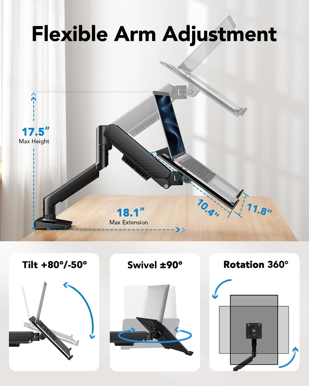 2-in-1 Laptop Mount with Tray HNSS40B