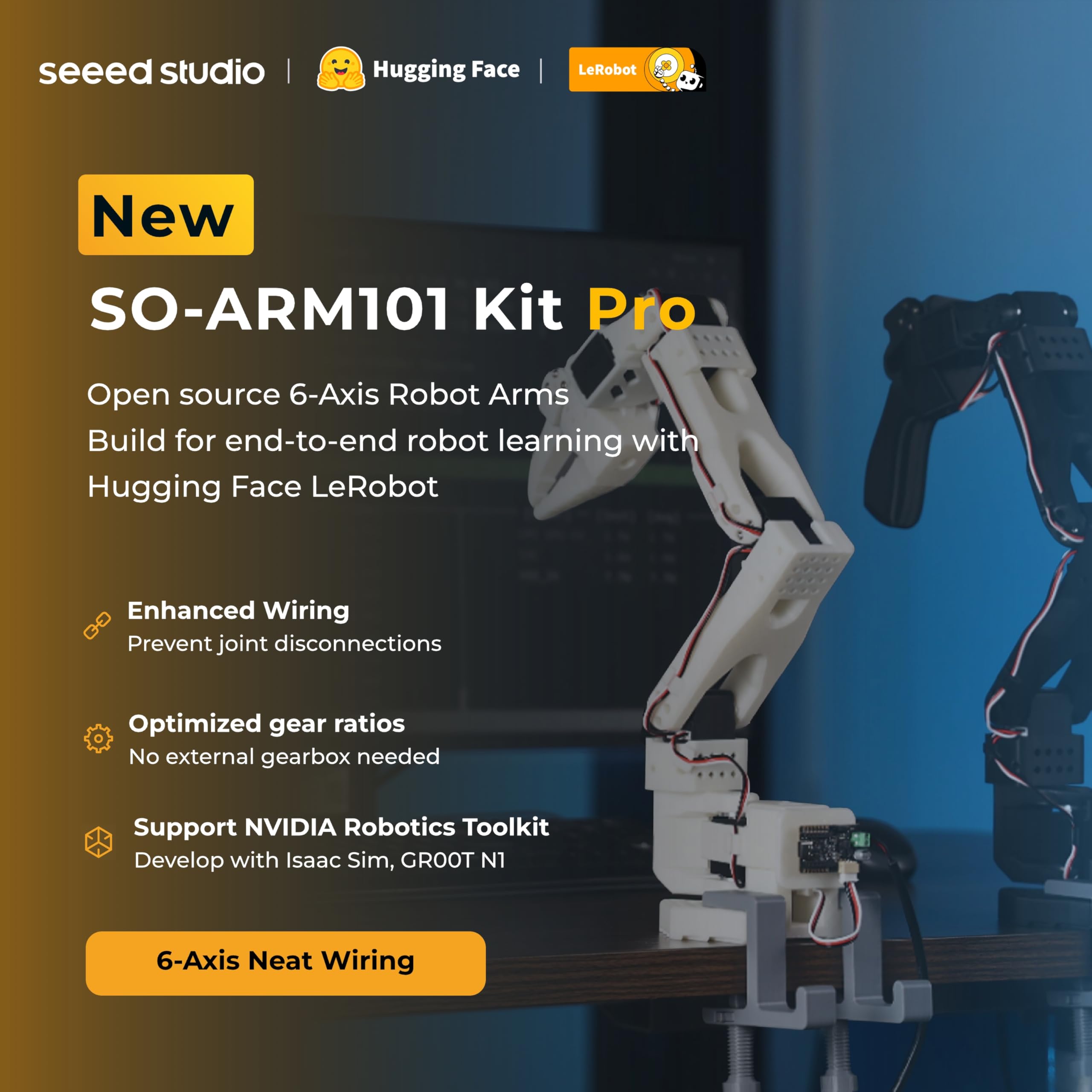6-DOF AI Robotic Arm Kit with Vision System SO-ARM101