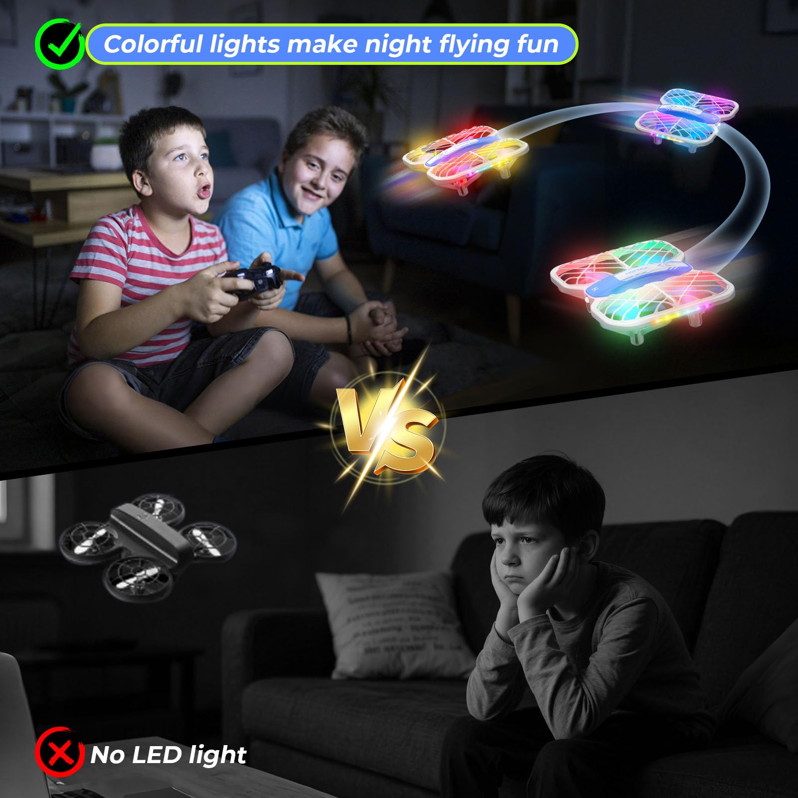 HOFMOC Mini Drone for Kids 8-15, Indoor Drones Gifts for Boys 8-12, Boys Toys Age 8-10, Beginner Drones with Propeller Protection, Throw to Go, Altitude Hold, 3D Flips and Headless Mode