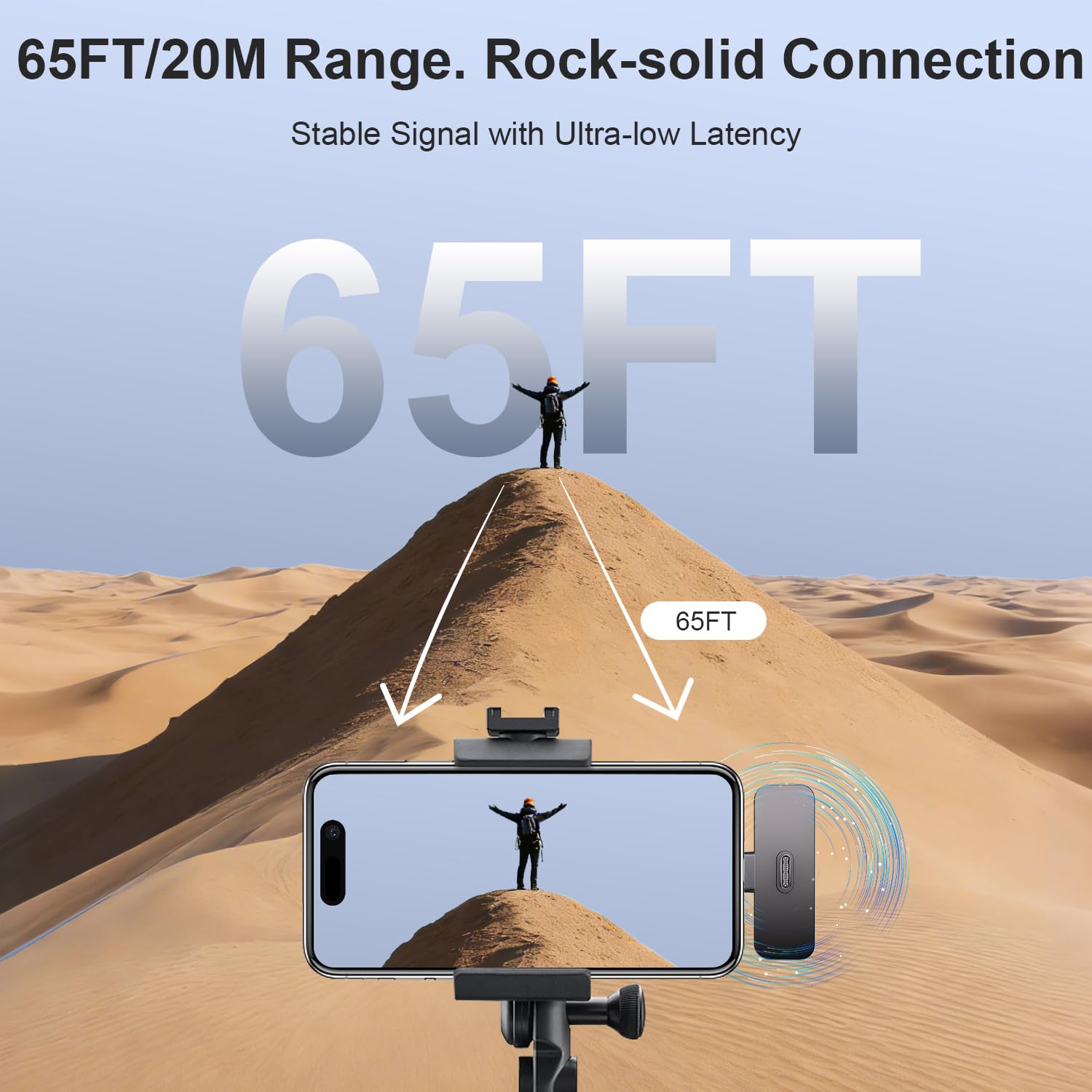 Bulatry 2-Pack Wireless Mini Lavalier Lapel Microphone for iPhone,Android Phone(2 in 1) - 65ft Cordless Clip on Dual Mics with Noise Reduction 6H Working Time for Video Recording Vlogging, YouTube