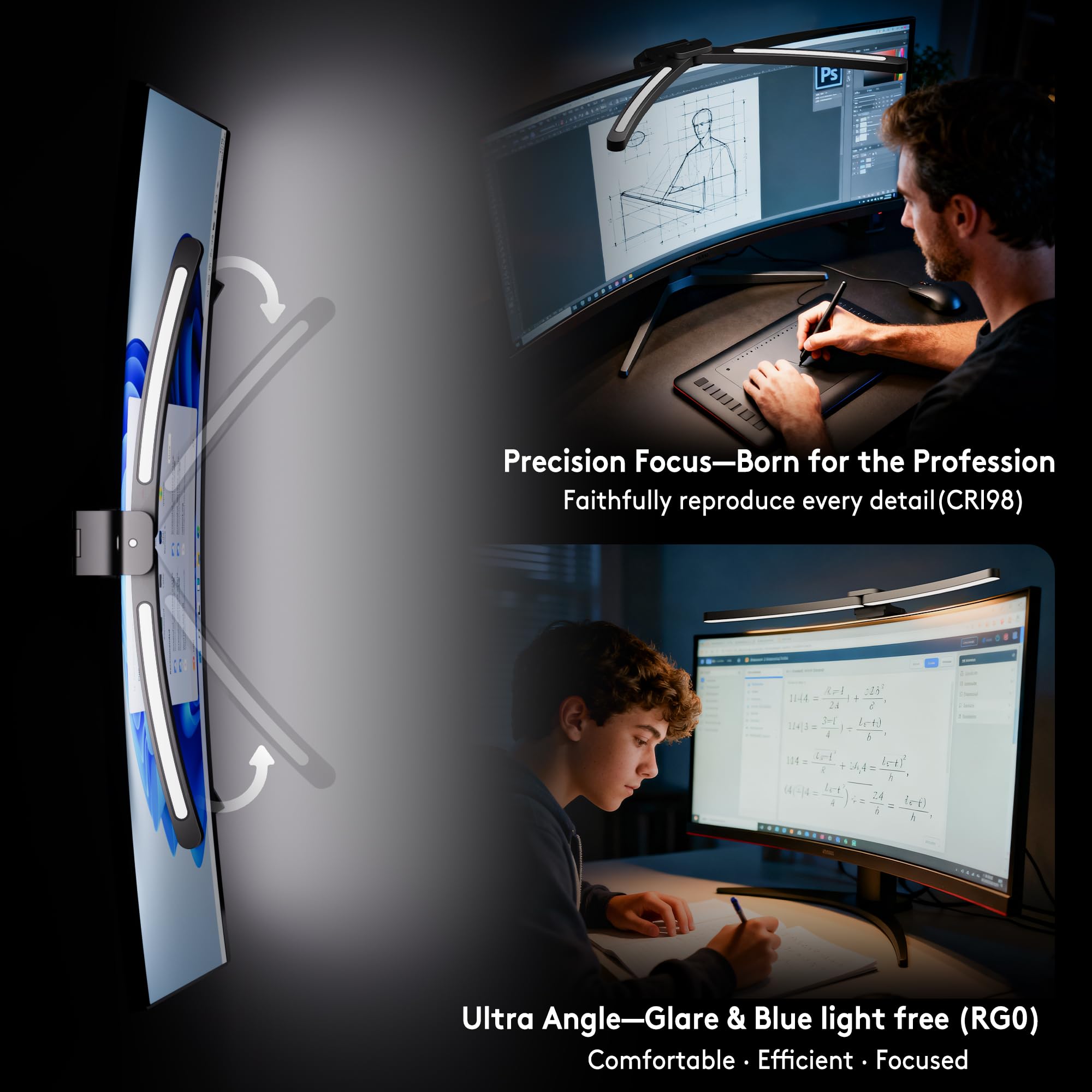 Quntis 1000R Curved Monitor Light Bar Dual Adjustable LED