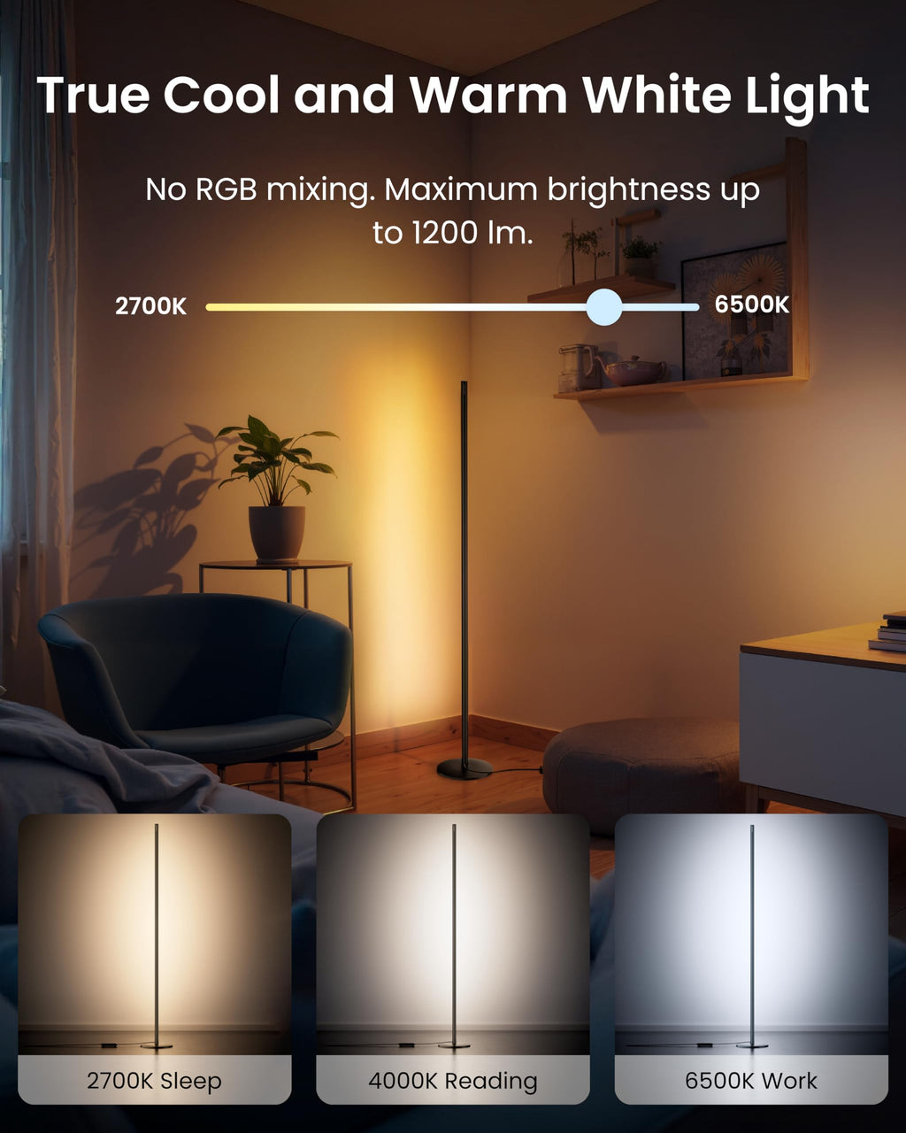Smart RGBICWW Floor Lamp Voice Control H7061
