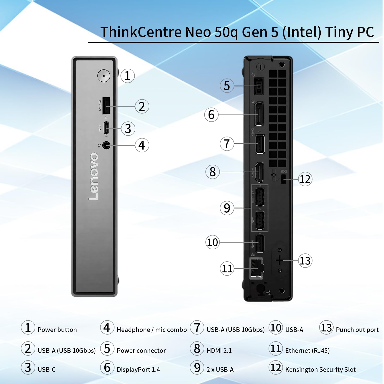 ThinkCentre Neo 50q Gen 5 Tiny Desktop Intel i3-1315U