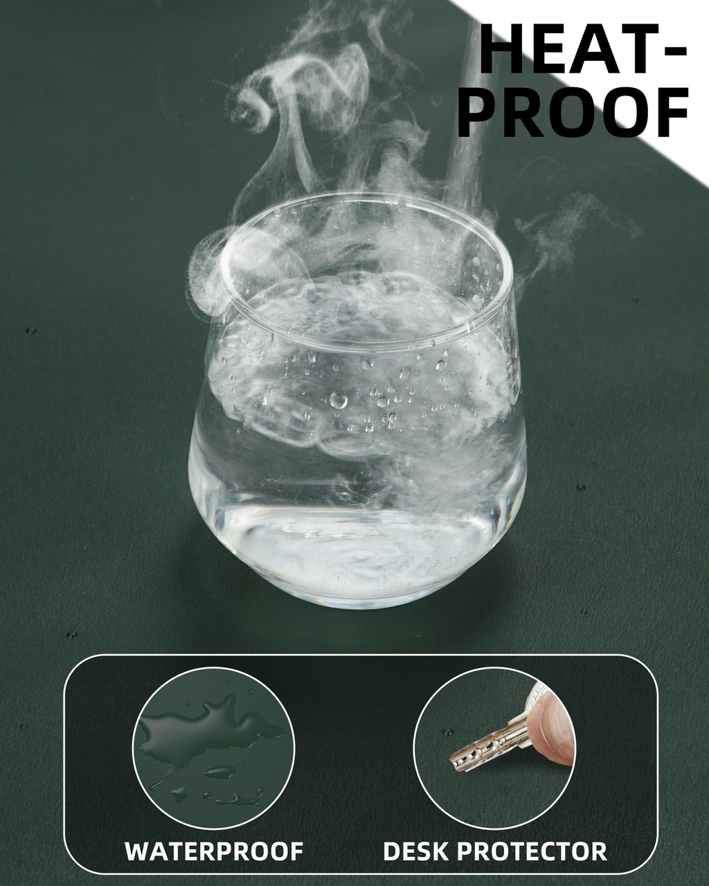 Защитный коврик из кожи для стола, большой коврик для мыши и нескользящая подкладка, водонепроницаемый коврик-блоттер из искусственной кожи для офиса и дома (темно-зеленый, 91,44 см x 43,18 см)