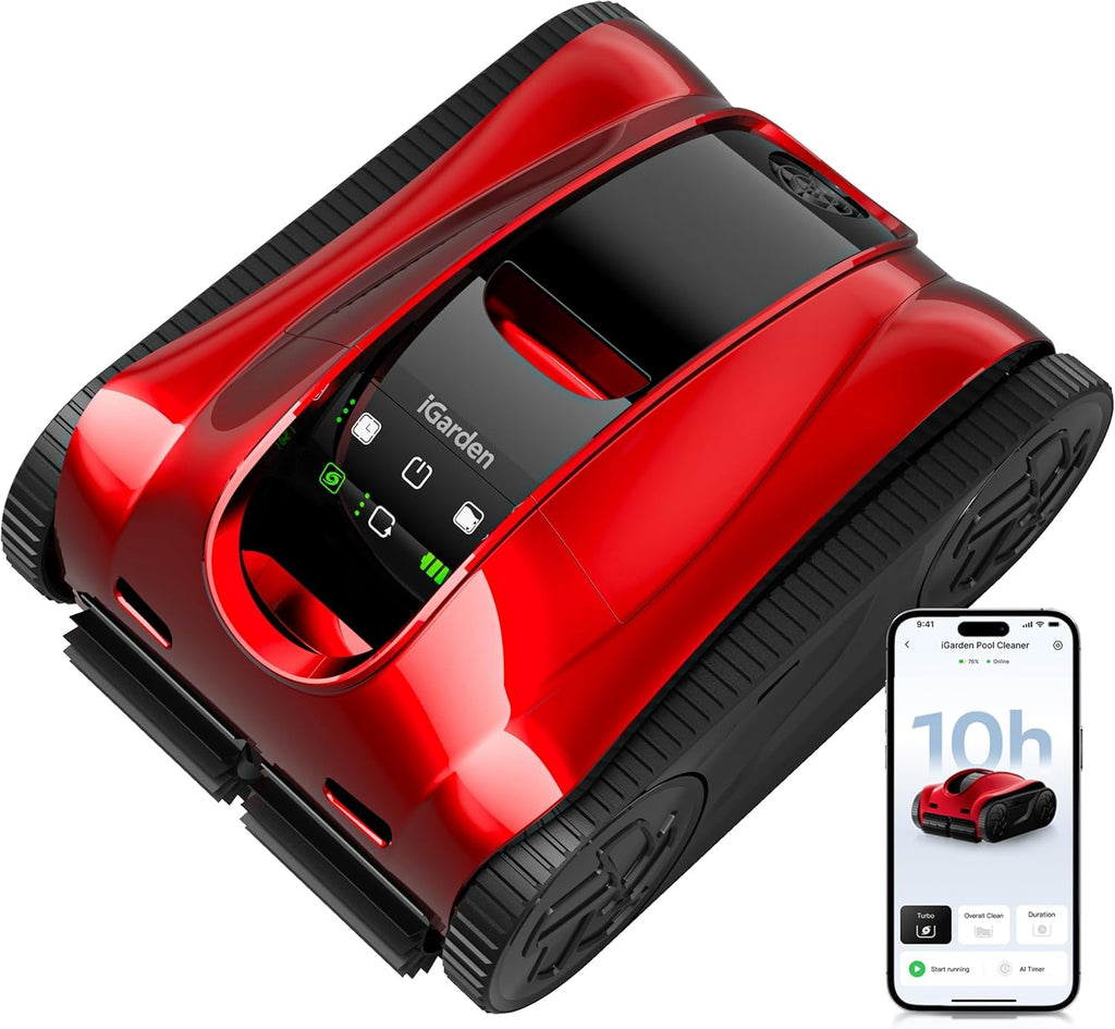 (2026 Upgrade) iGarden Pool Cleaner K Pro, 10H Runtime, Cordless Robotic Pool Vacuum for Inground Pools, 200% Turbo Suction, Smart Navigation, Touchscreen & APP, 4L Large Basket, Auto-Parking