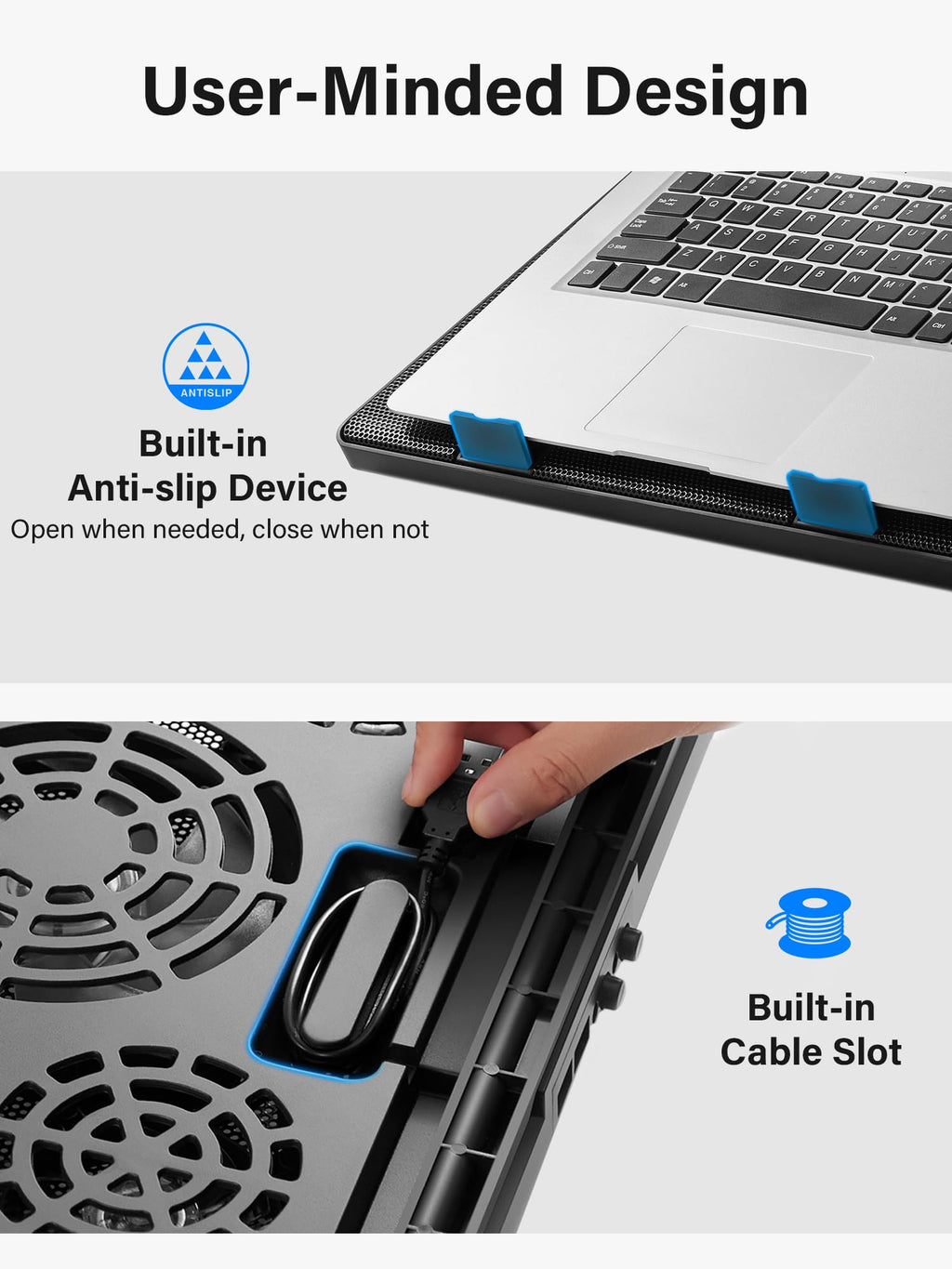 Base de Enfriamiento para Portátil con 5 Ventiladores Silenciosos