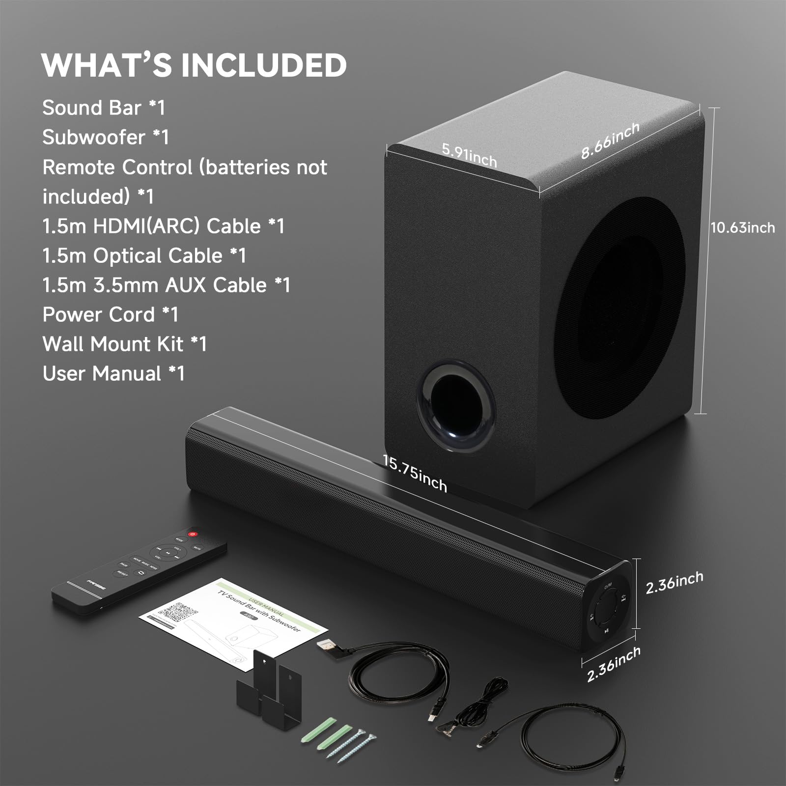 Barra de sonido MA90 3.1.2 Dolby Atmos con subwoofer