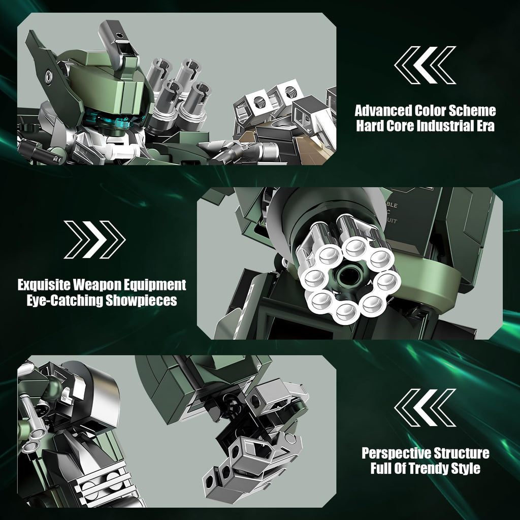 Motorized Mech Robot Building Kit with Weapons, Industrial Style