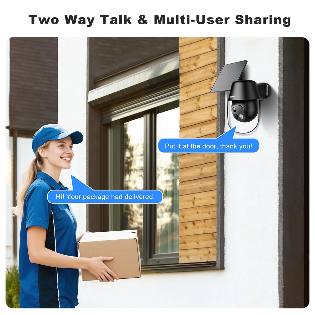 2K Солнечная беспроводная уличная камера безопасности с панорамированием и