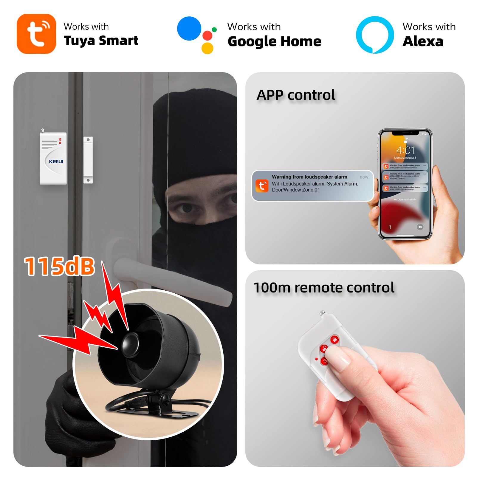 Smart WiFi Home Security Alarm System with App Alerts