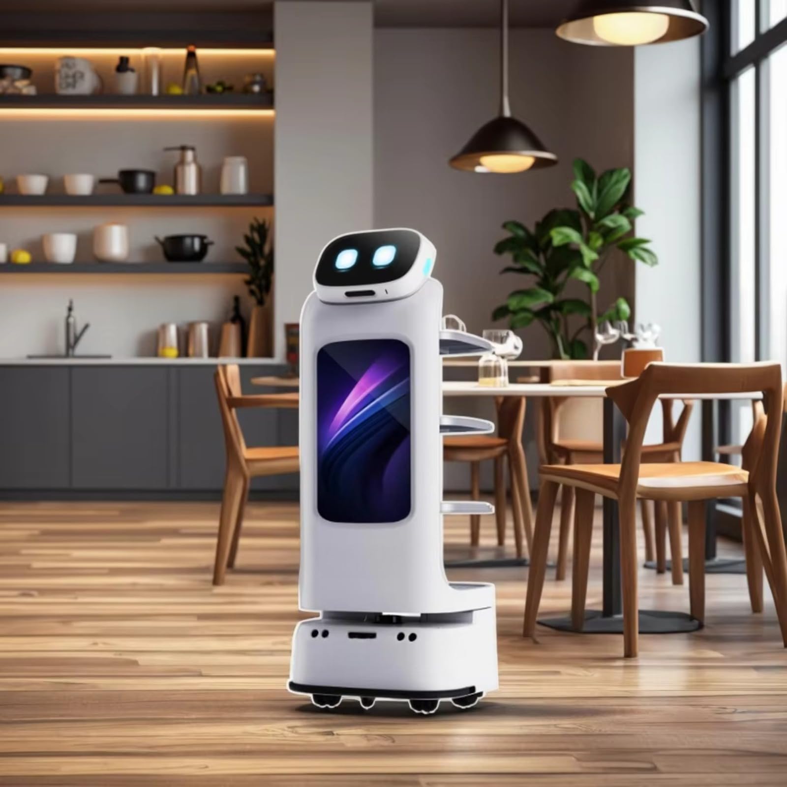 Gewerblicher Essenslieferroboter mit Mehrfach-Tablett-Navigation