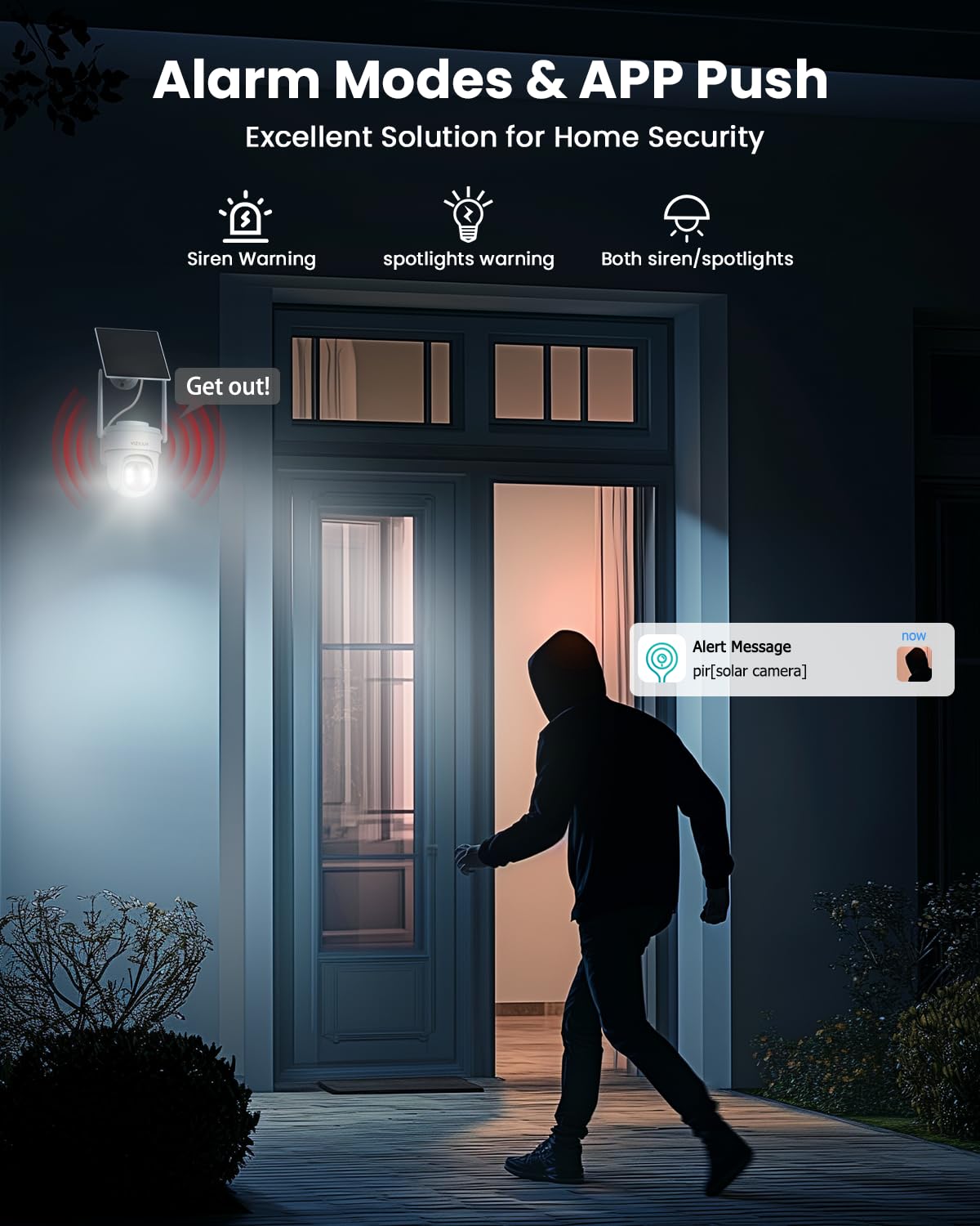 VIZIUUY Solar Security Cameras Wireless Outdoor, 2 Pack 3MP Security Cameras Wireless Outdoor, Pan Tilt 360°WiFi Camera with Color Night Vision/PIR Sensor/2-Way Audio/Alexa/Google Assistant