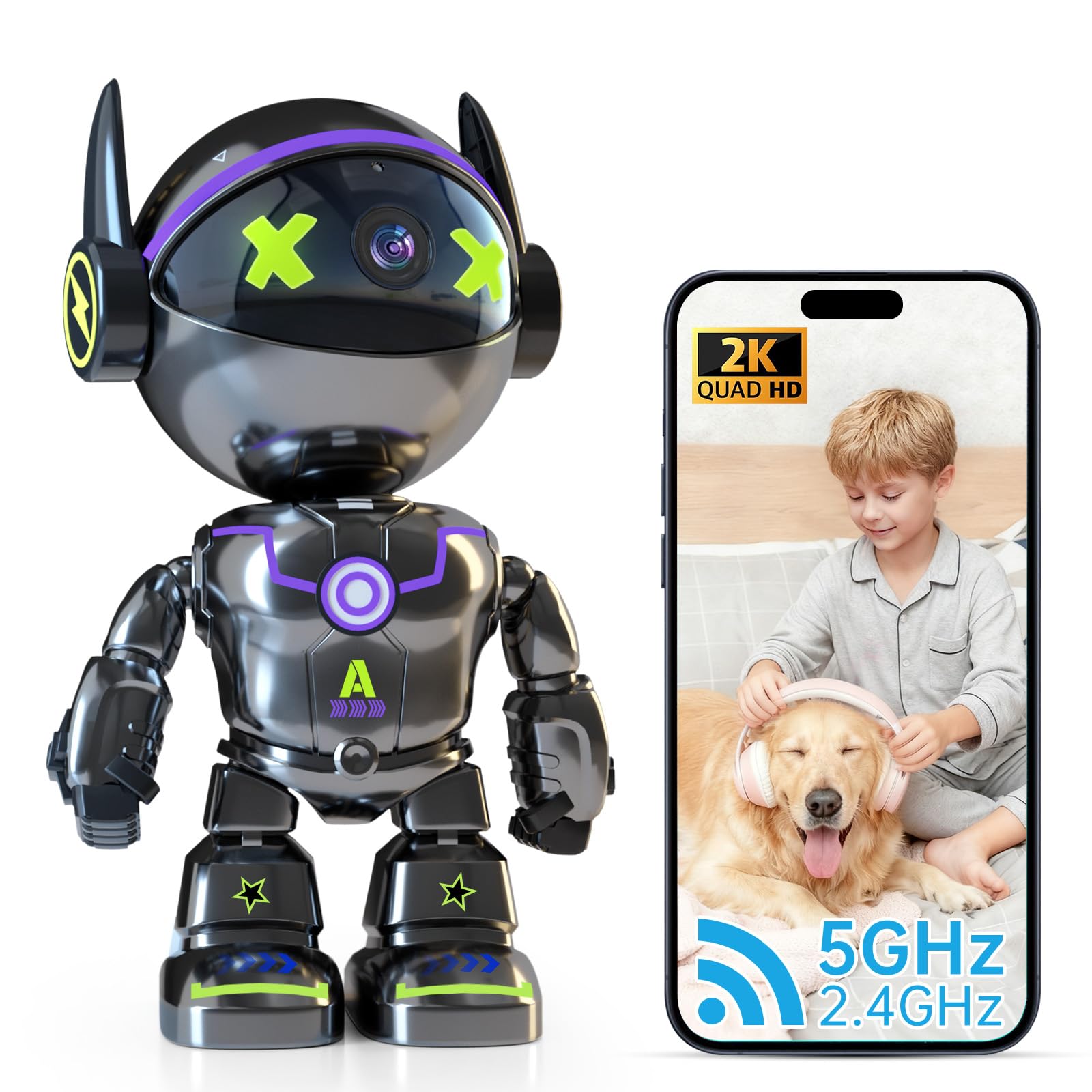 Gyliziex 2K Inomhussäkerhetsrobotkamera med WiFi