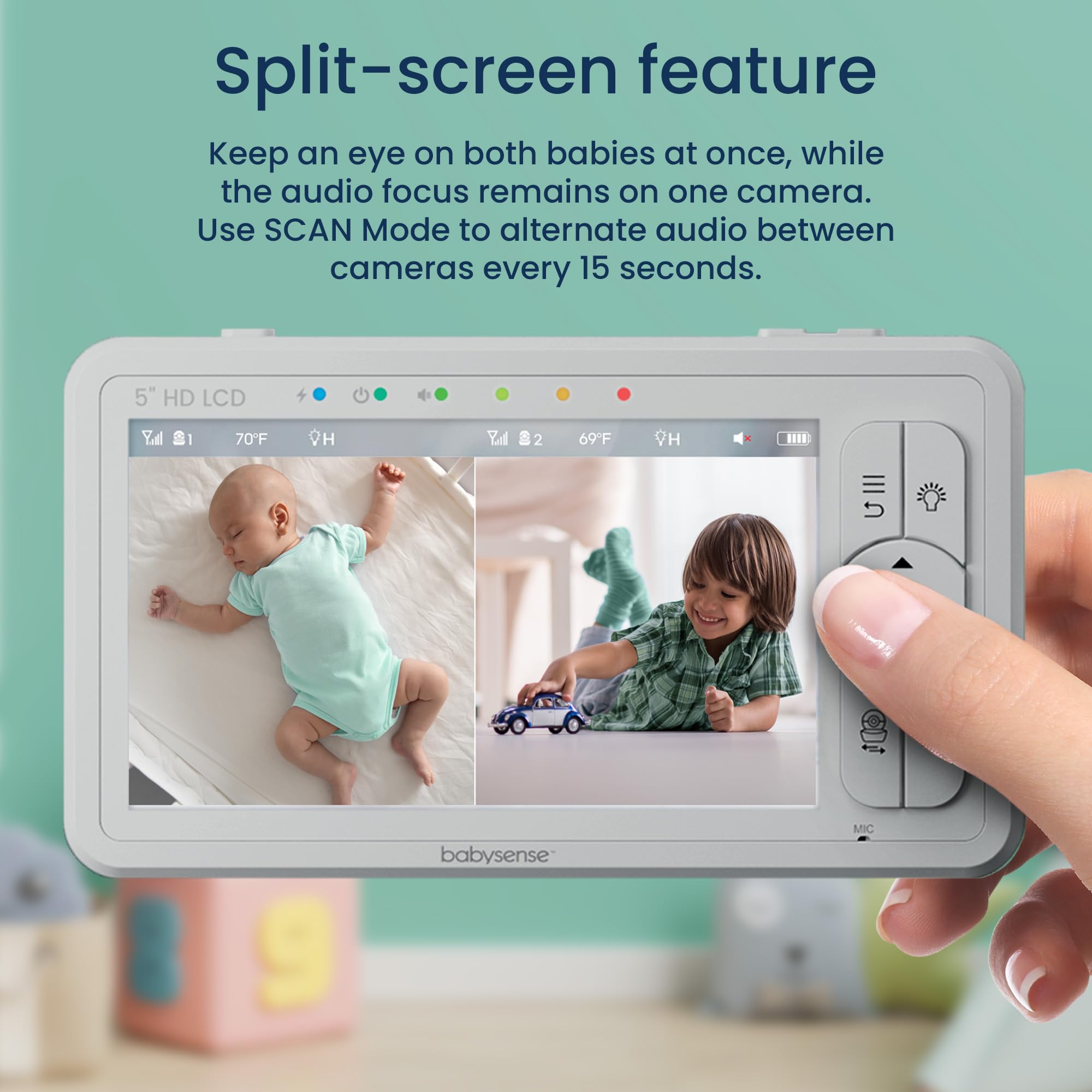 5" HD Split-Ekran Uşaq Monitoru 2 Kamera ilə