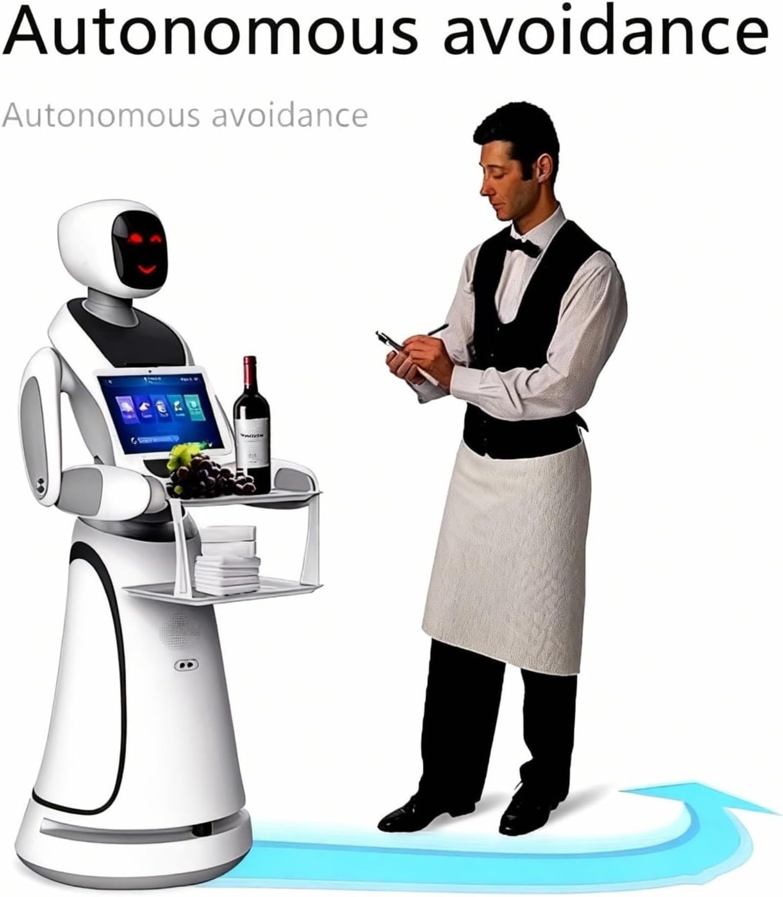 AI Food Delivery Robot, Smart Restaurant Service Robot with Autonomous Navigation and Multi-Order Delivery, Touchscreen Interface for Hotels Cafeterias and Food Courts