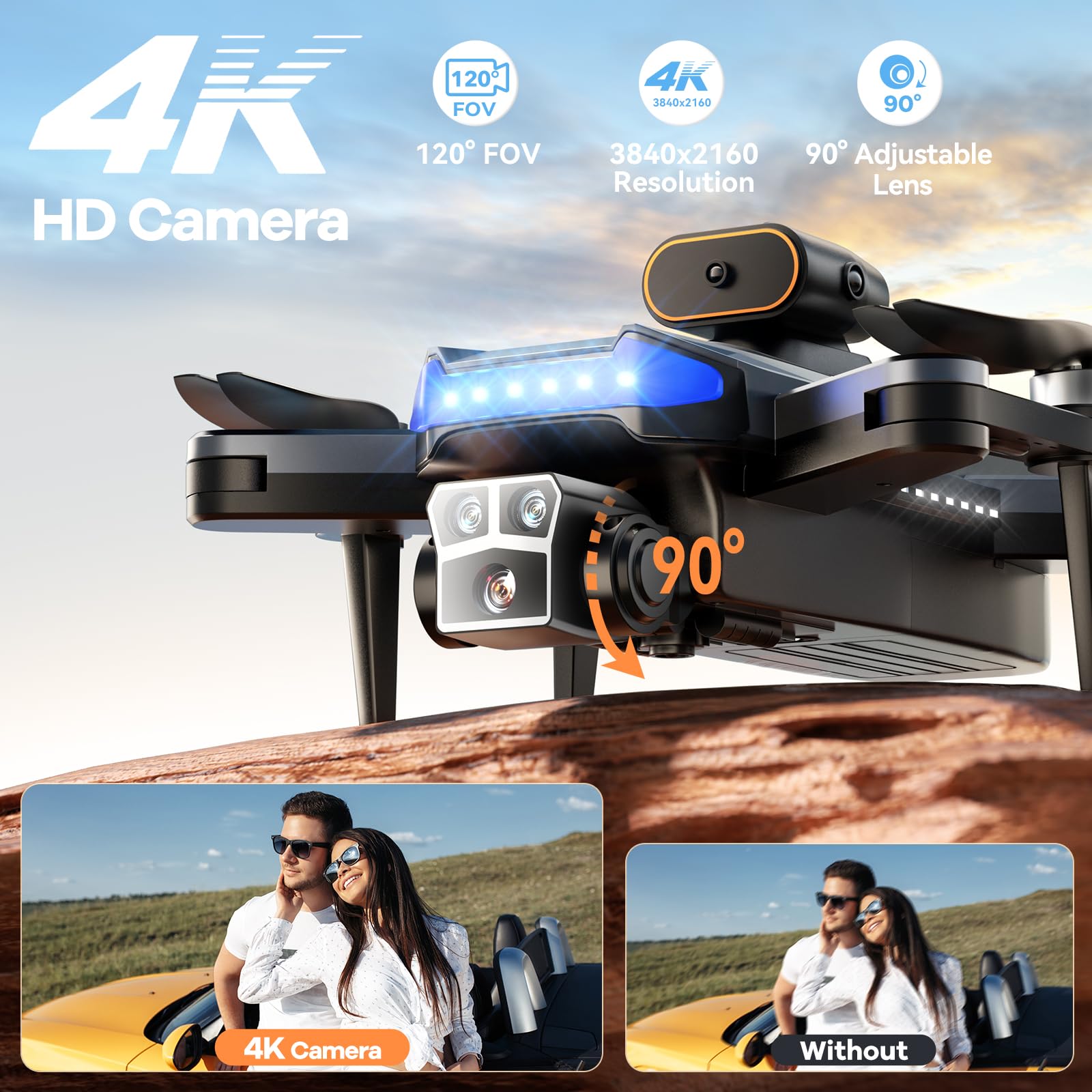 4K GPS Drone with Auto Return Follow Me Mode