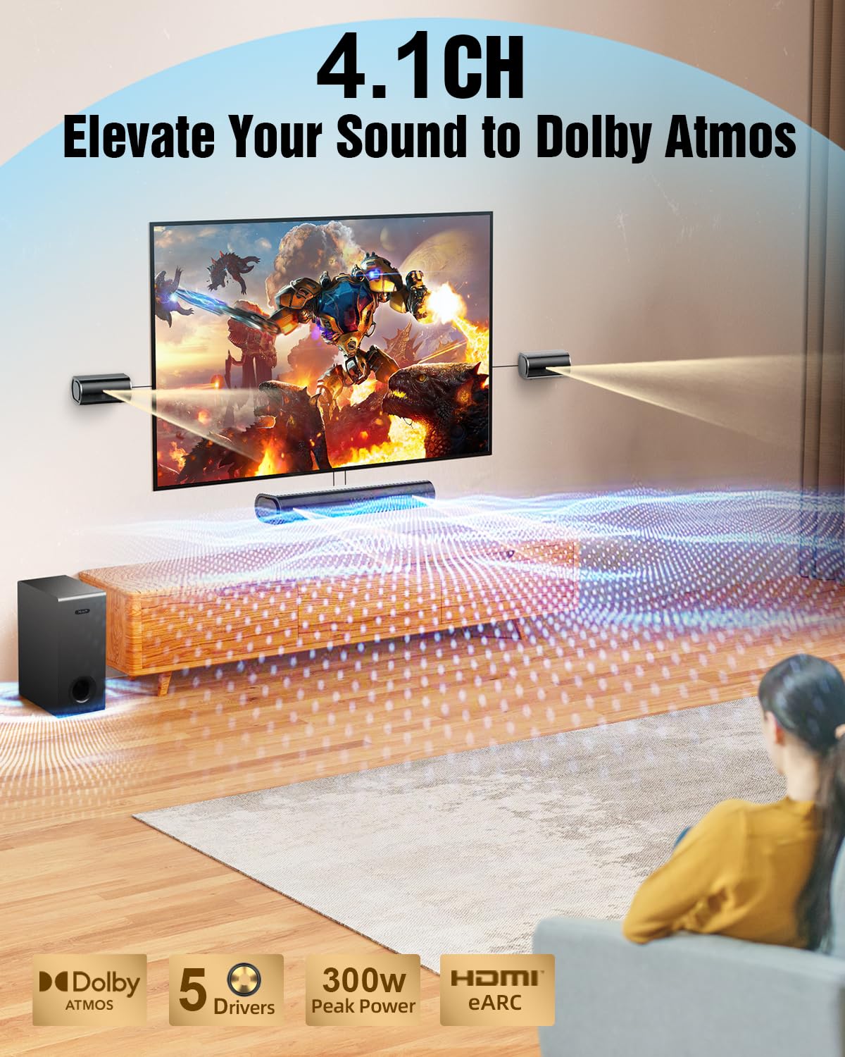 Barra de sonido Hiwill 4.1ch Dolby Atmos 300W