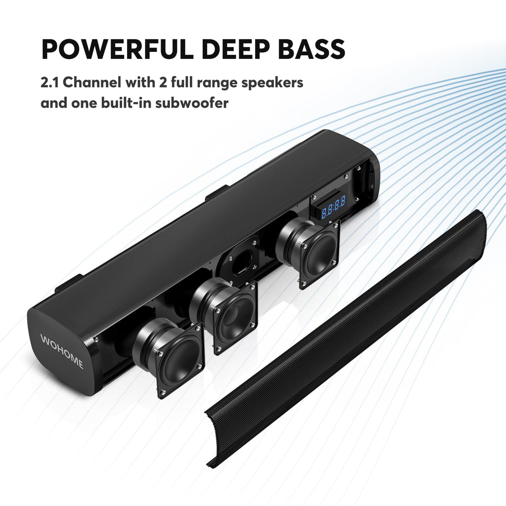 Wohome 2.1 Sound Bar with Built-in Subwoofer for TV