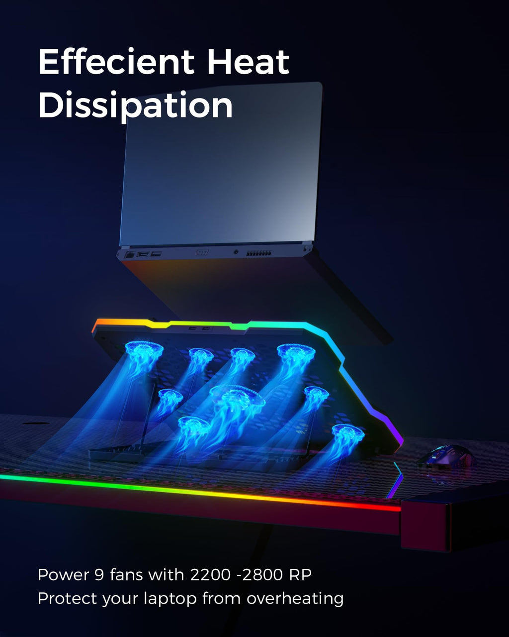 Base de Enfriamiento para Portátiles con 9 Ventiladores RGB