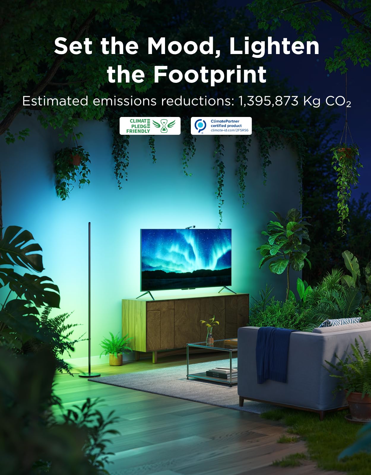 Smart RGBIC Corner Floor Lamp with App Control 1000lm