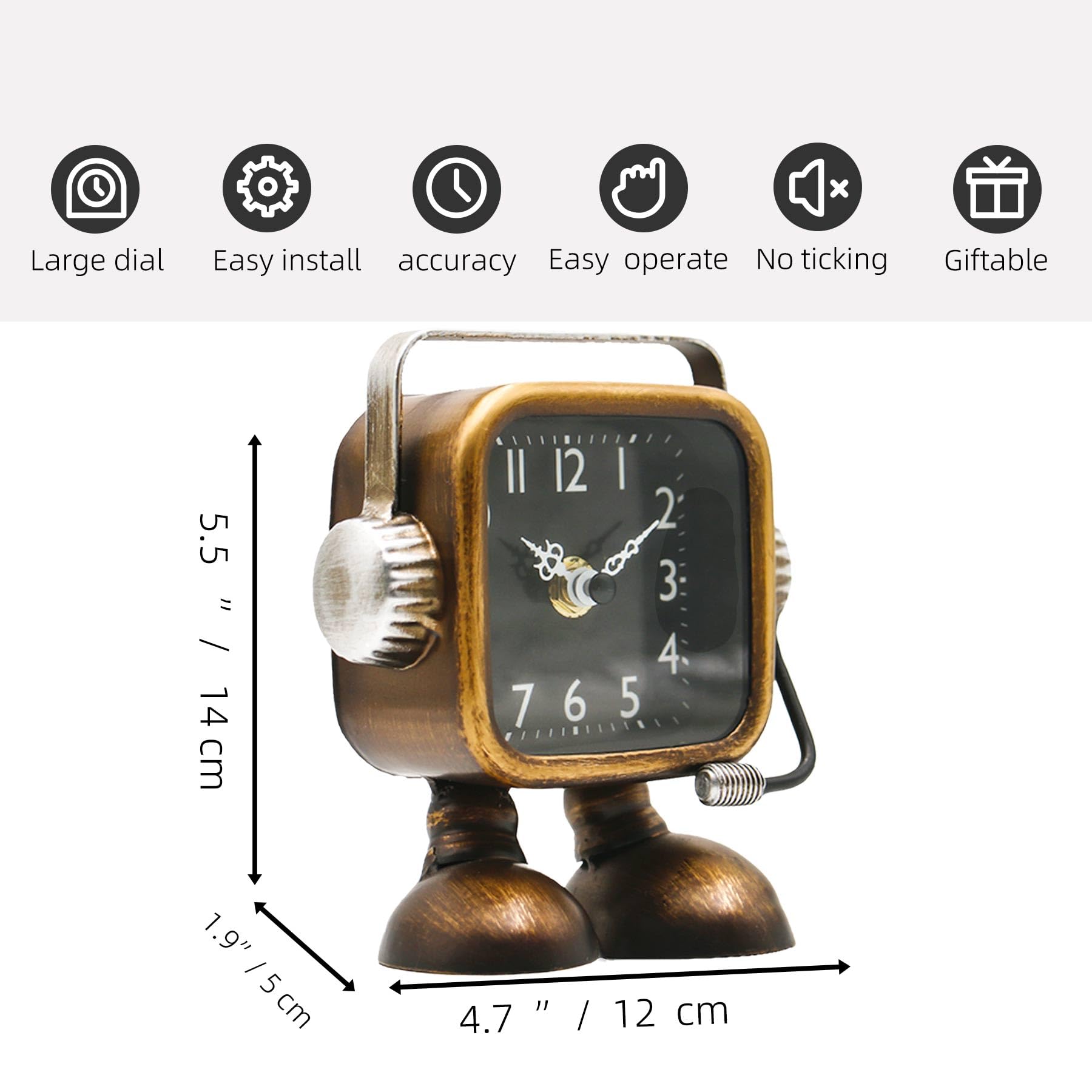 Retro Steampunk Roboter Tischuhr Industrieller Schreibtisch Regal Dekorativ