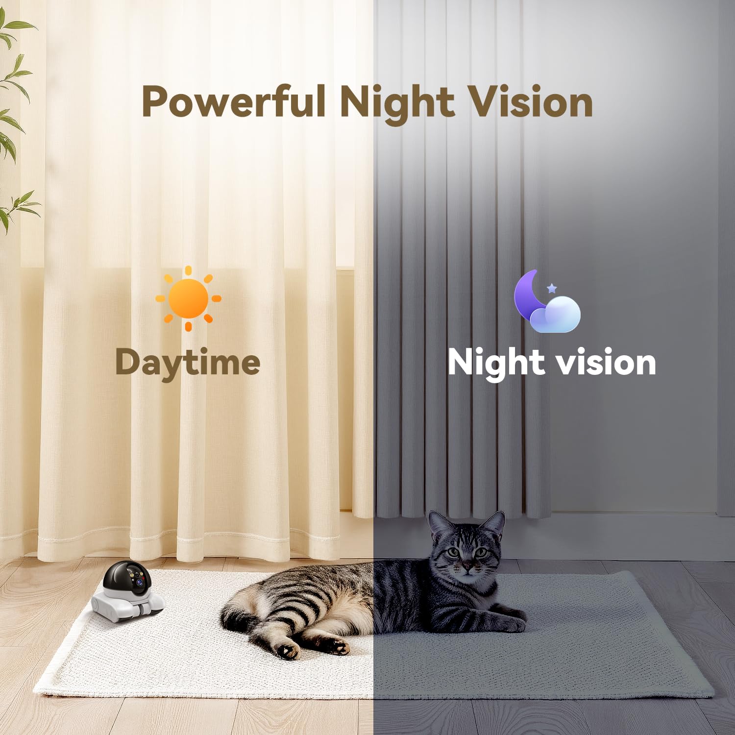 AEZ Robot Camera on Wheels 1080P Dual Lens,Indoor Movable Security Camera with 2-Way Talk,Blinky Bot with Night Vision,Distance Bot App Control for Cats/Dogs/Baby/Elderly (SD/Cloud Storage)