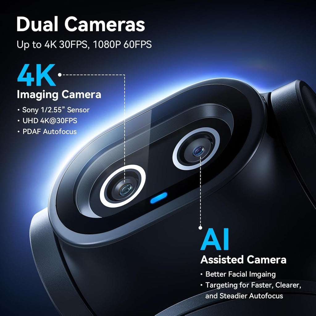 EMEET PIXY Dual-Camera AI PTZ 4K Webcam with Tripod