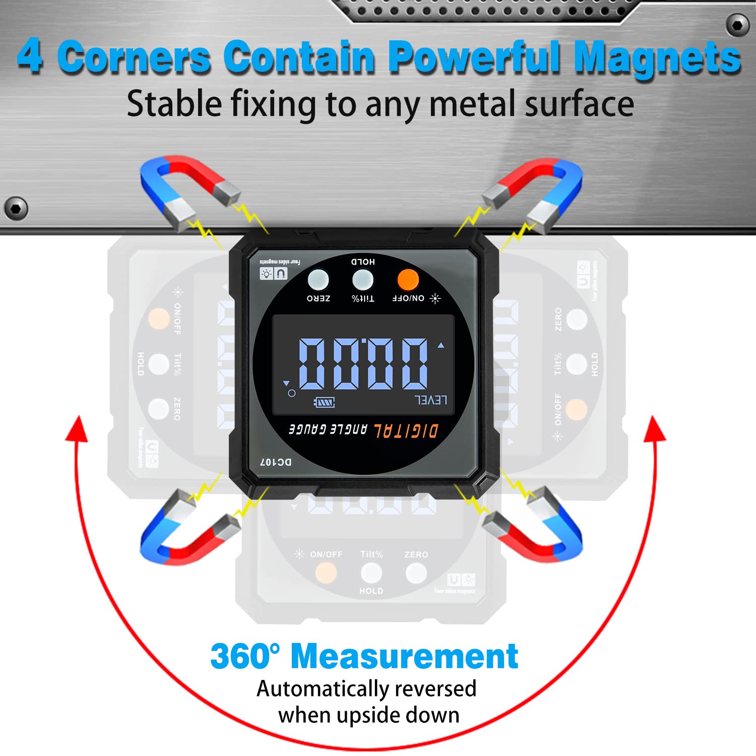 Digital Laser Level Angle Finder with 4-Side Strong Magnet