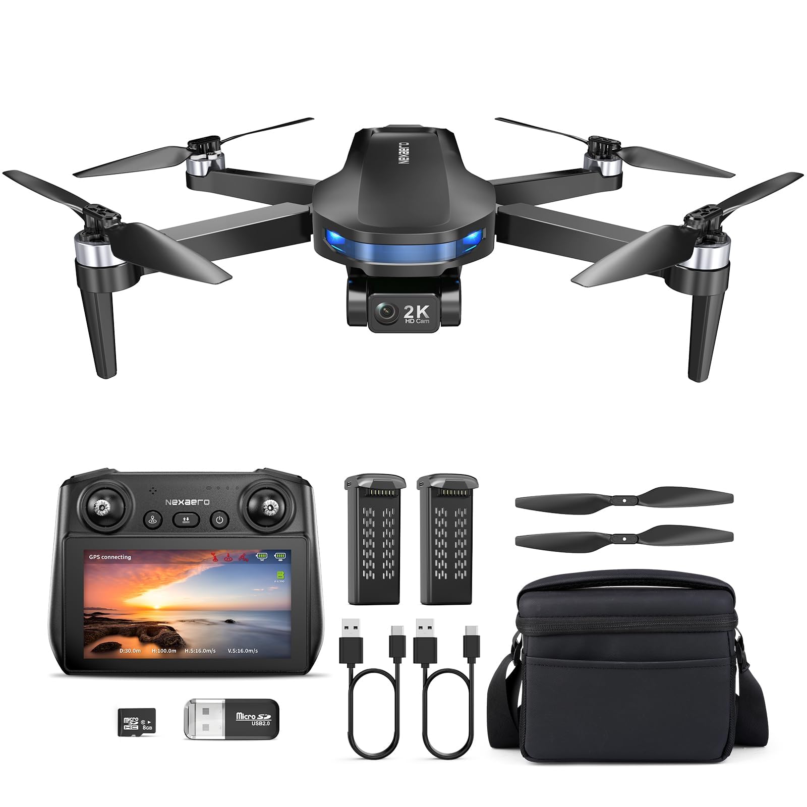 GPS Drone with EIS 2K Camera 7.22 Inch FPV