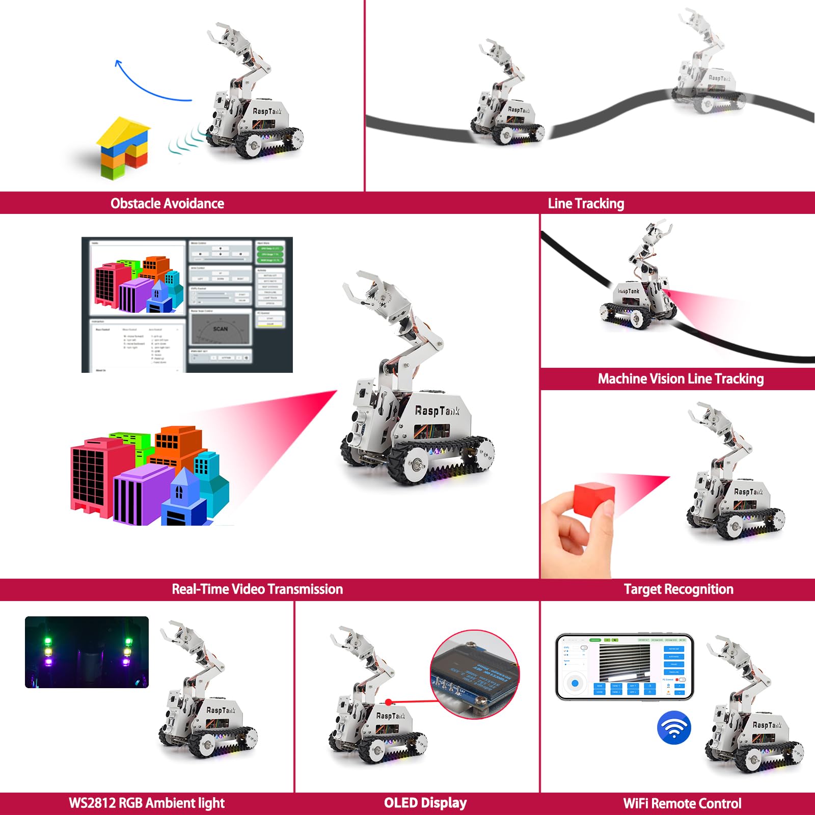 Metall Smart Car Kit mit Roboterarm für Raspberry