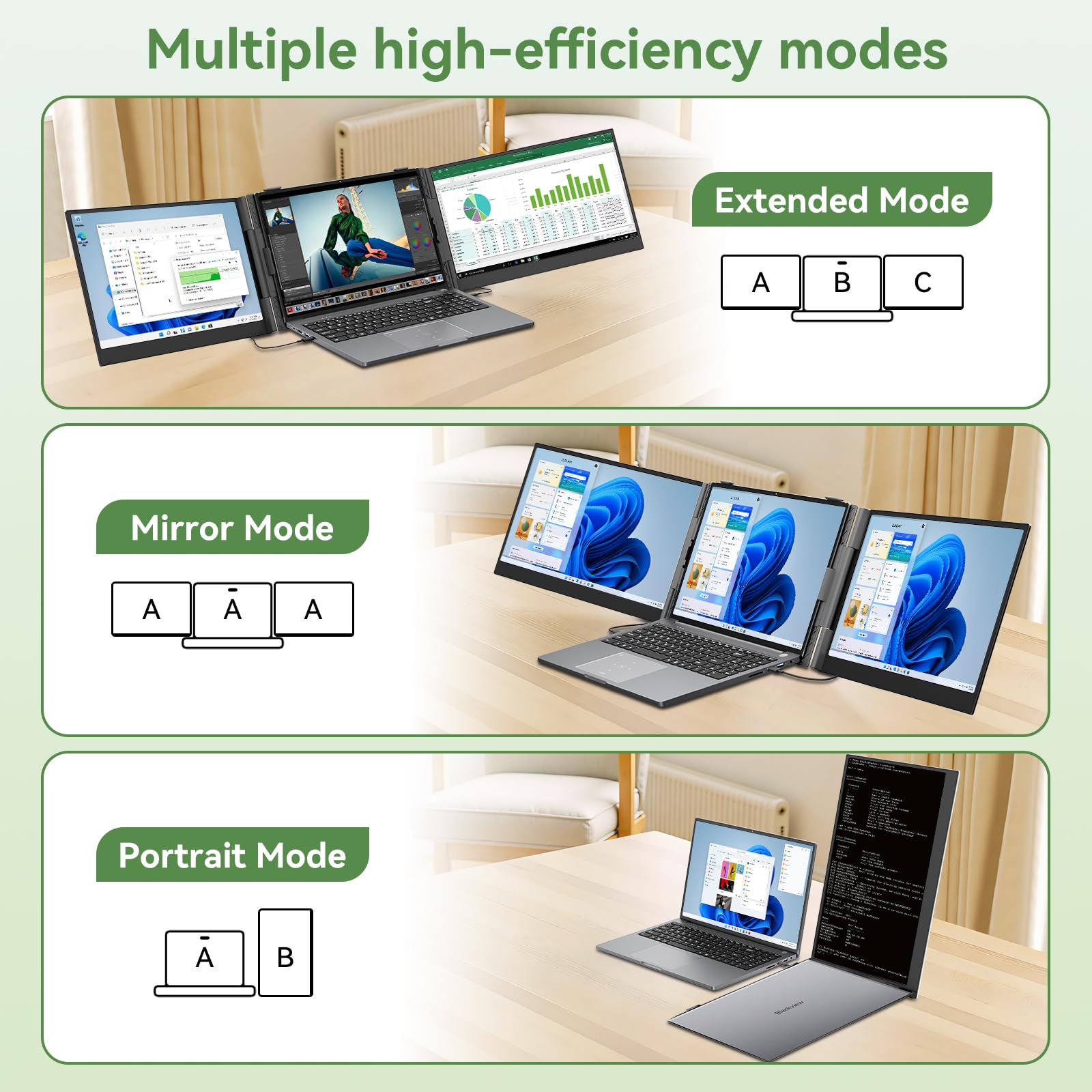 15.6" Triple Laptop Screen Extender DCM8