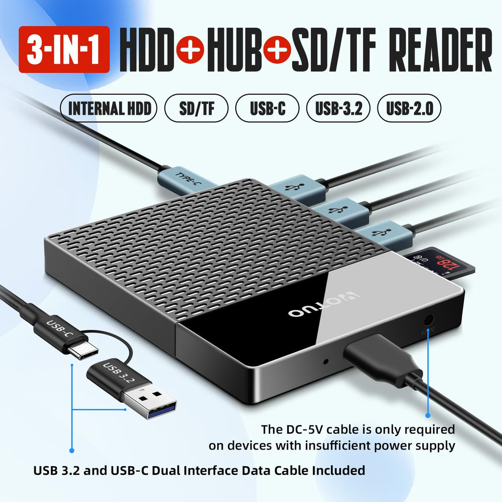 1TB External Hard Drive USB C Multiport Hub 7-in-1
