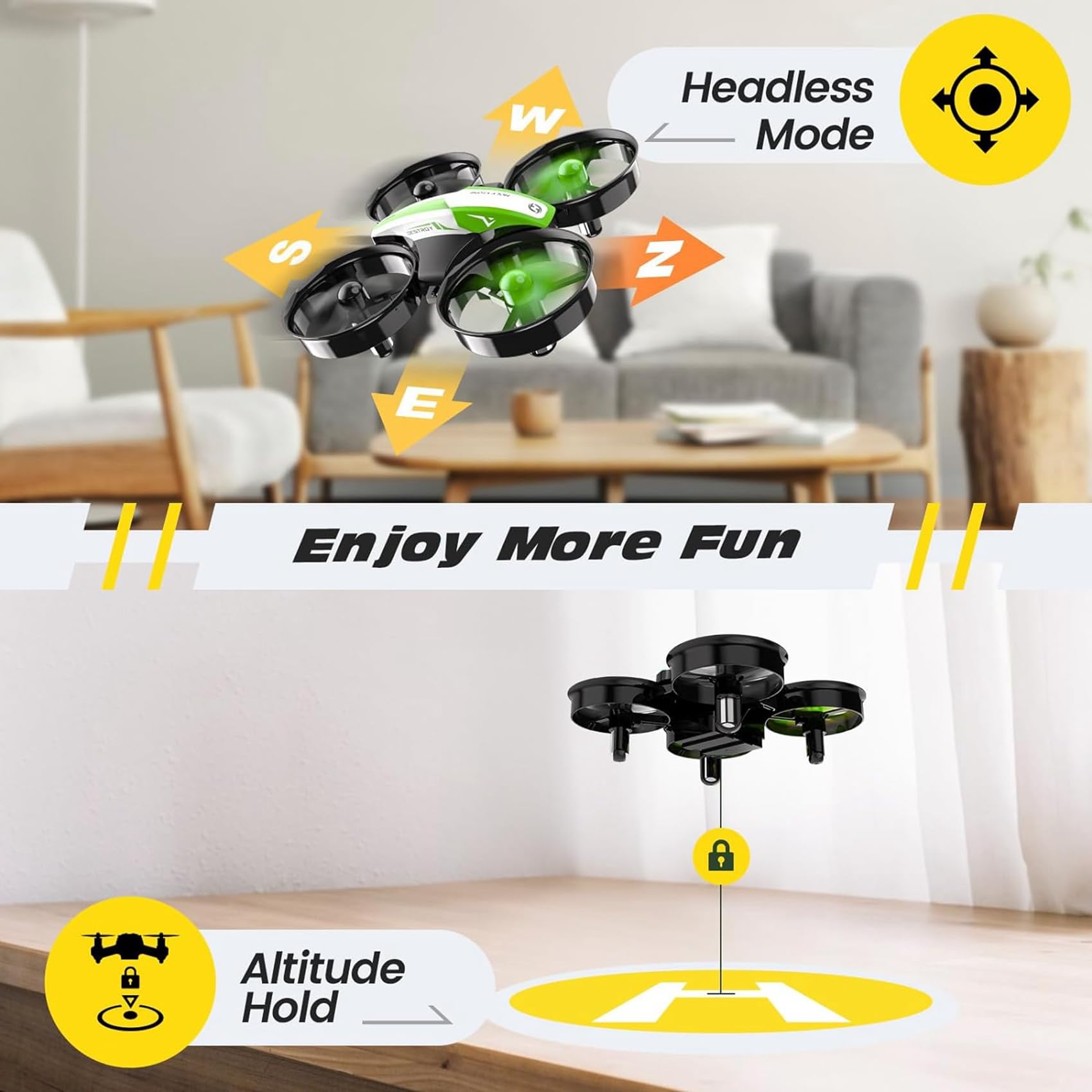 Holy Stone Mini Drone for Kids and Beginners, Indoor Outdoor Quadcopter Plane for Boys Girls with Auto Hover, 3D Flips, 3 Batteries, Headless Mode, Great Easter Gift Toy for Boys and Girls, HS210 Green