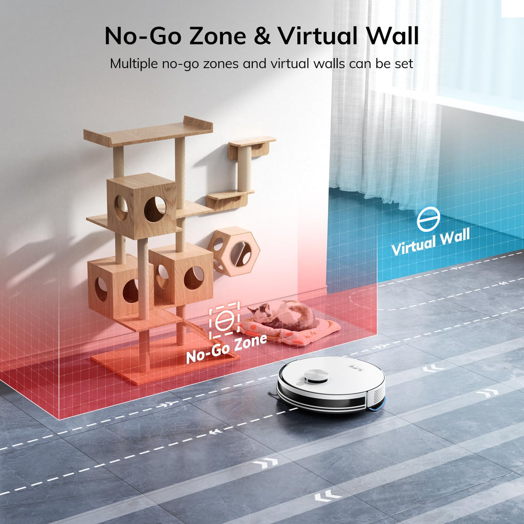 ILIFE A30 Pro Robot Vacuum and Mop, Self Emptying Station for 60 Days, 5000Pa Suction, LiDAR Navigation, No-Go Zones, 2.4G WiFi/App/Alexa/Remote Control, Clean Hard Floors to Medium-Pile Carpet, 110V