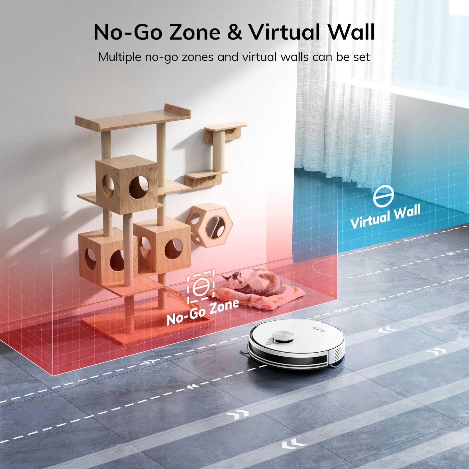 ILIFE A30 Pro Robot Vacuum and Mop, Self Emptying Station for 60 Days, 5000Pa Suction, LiDAR Navigation, No-Go Zones, 2.4G WiFi/App/Alexa/Remote Control, Clean Hard Floors to Medium-Pile Carpet, 110V