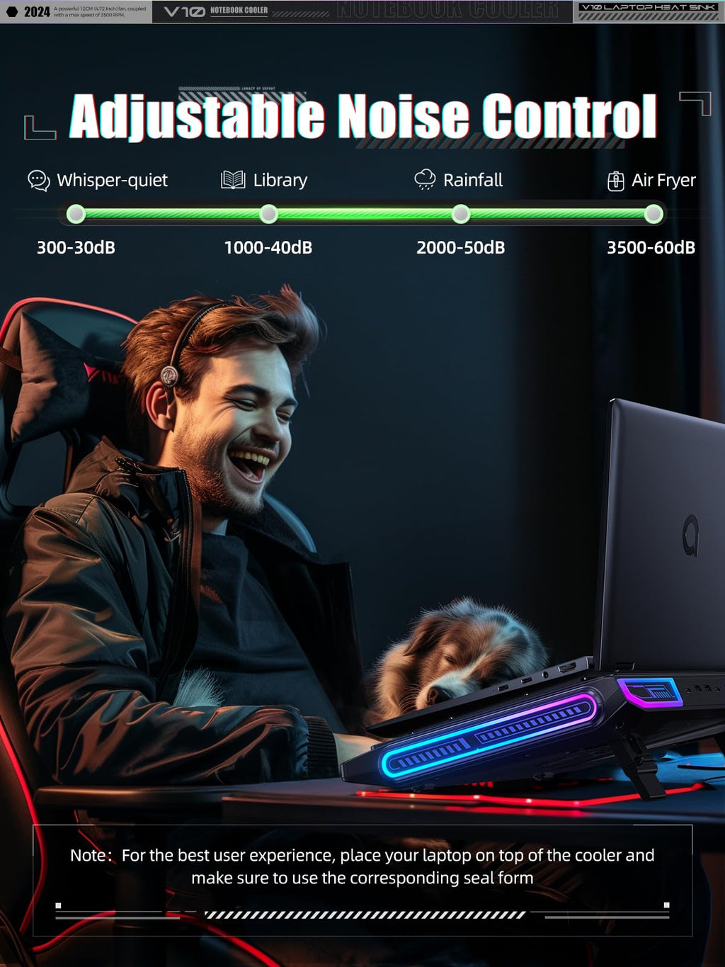 Base Enfriadora para Laptop Gaming V10 con Ventilador Turbo