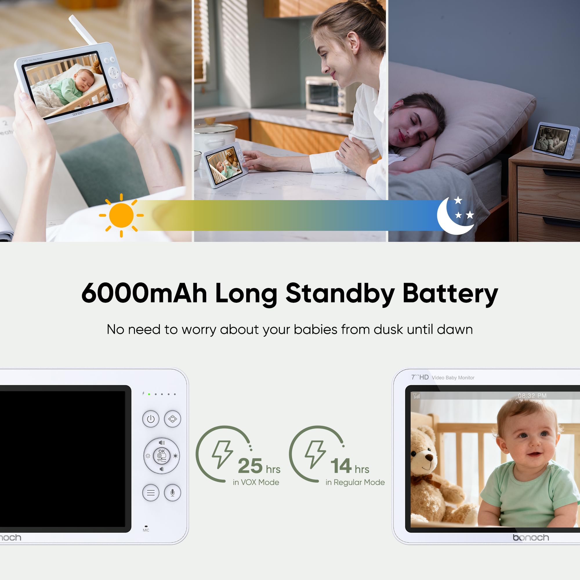 7" WiFi Olmayan Körpə Monitoru 1080P HD Ekranla