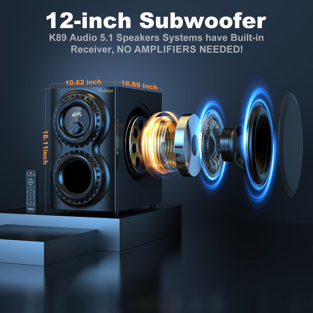 Sistema de Sonido Surround 5.1 1400W con Subwoofer de