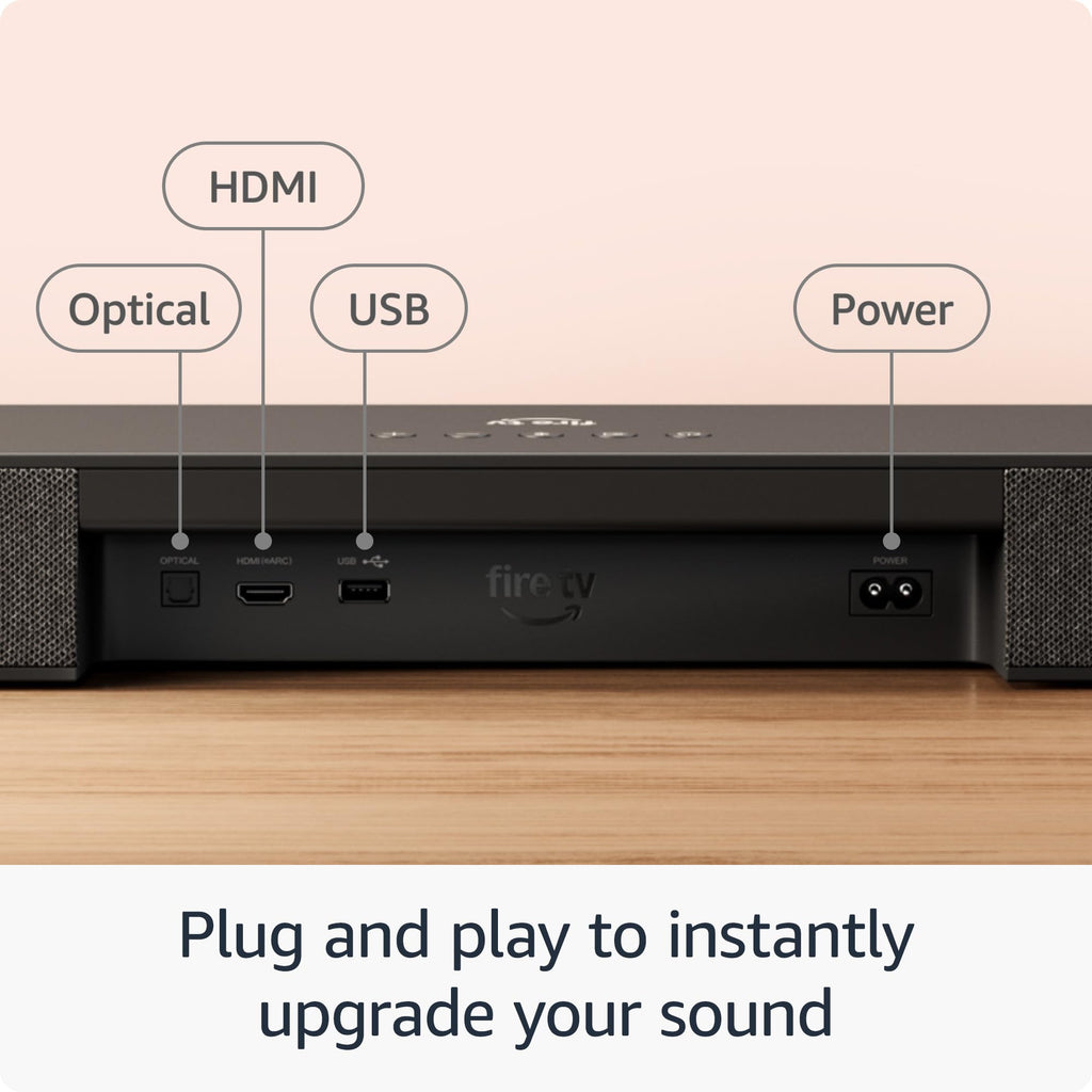 Саундбар Amazon Fire TV Soundbar Plus с сабвуфером (новейшая модель), 3.1 канал, Dolby Atmos, DTS:X, четкие диалоги