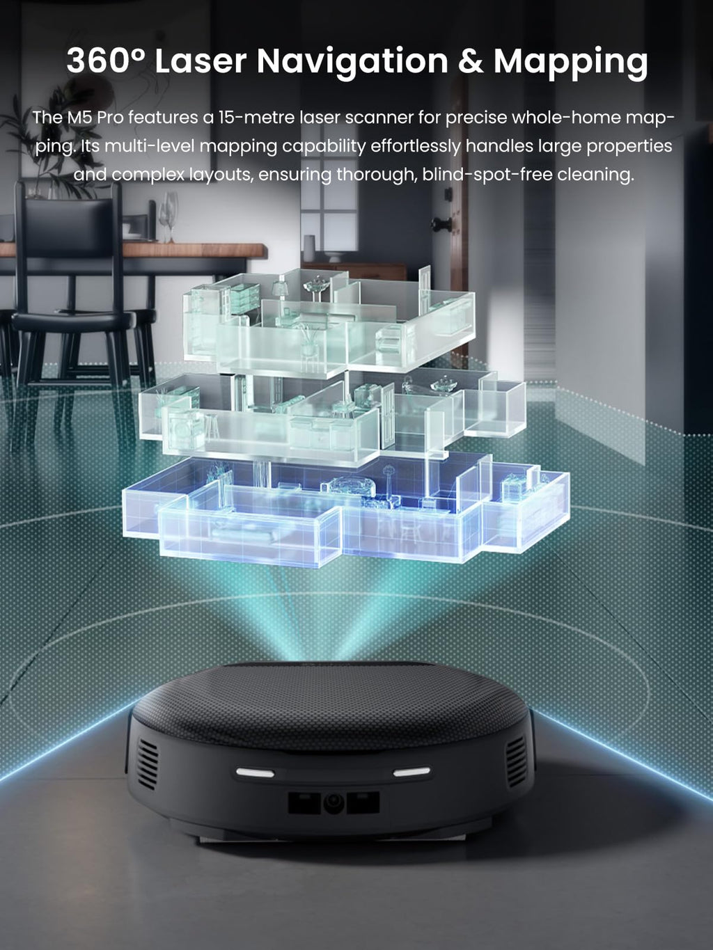 LiDAR Robot Tozsoran və Mop 18000Pa Emiş Gücü ilə
