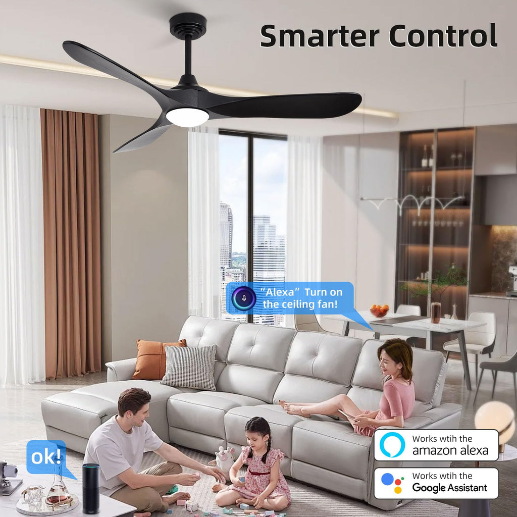 Smart WiFi Outdoor Ceiling Fan 52" with Light and