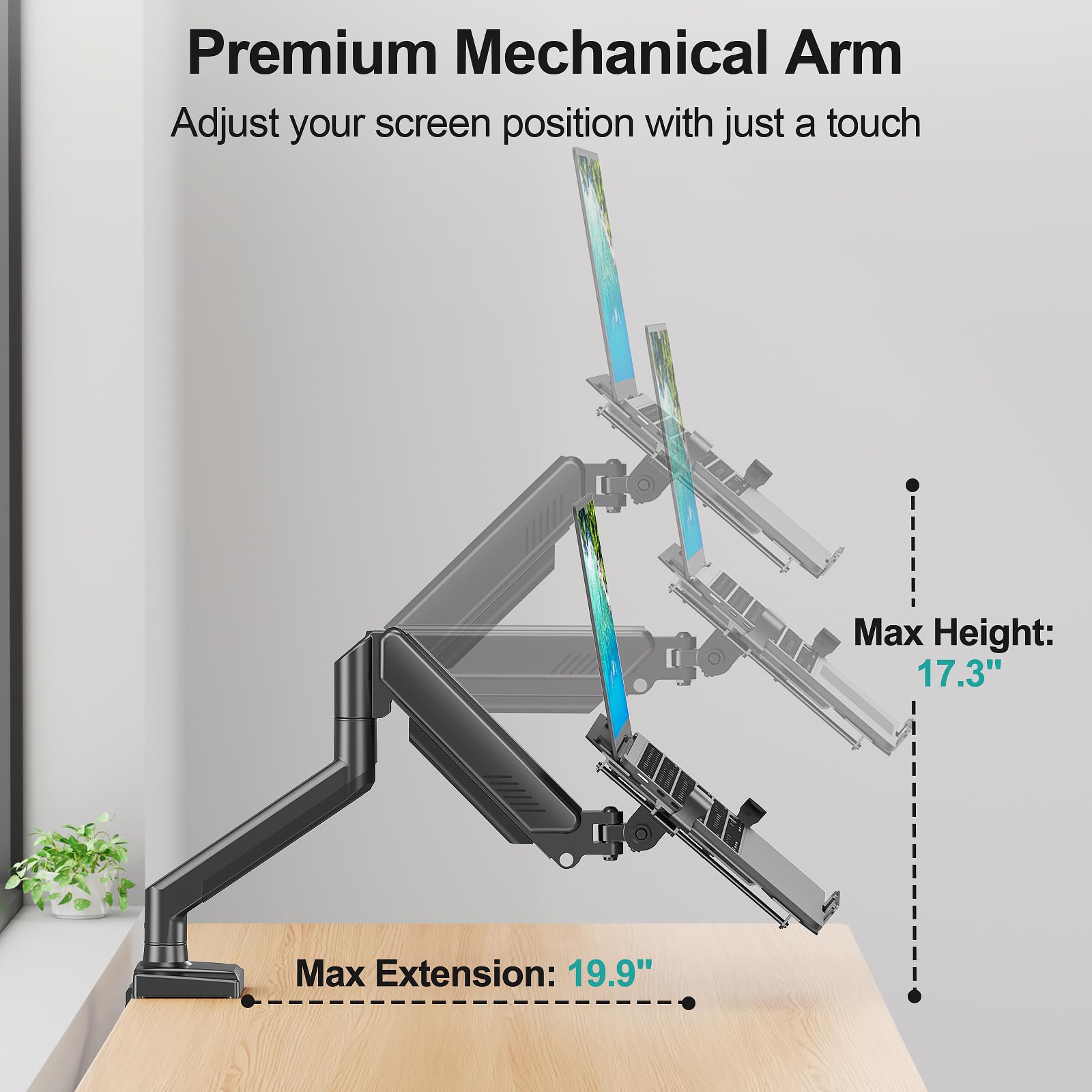 2 in 1 Monitor Laptop Arm Mount Desk 22lbs