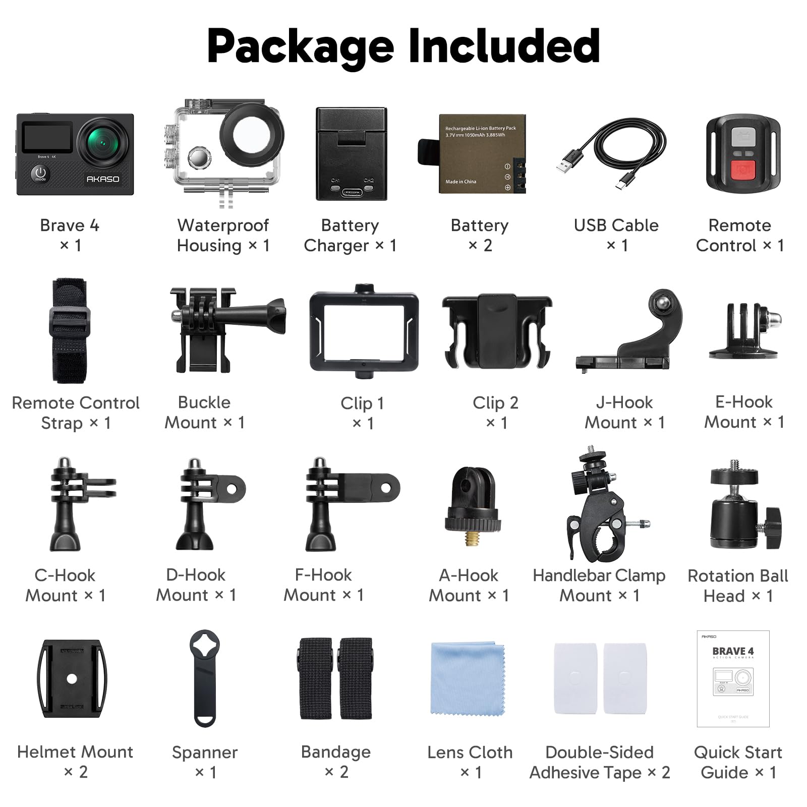 4K 30fps Action Camera 20MP Photo EIS WiFi Waterproof