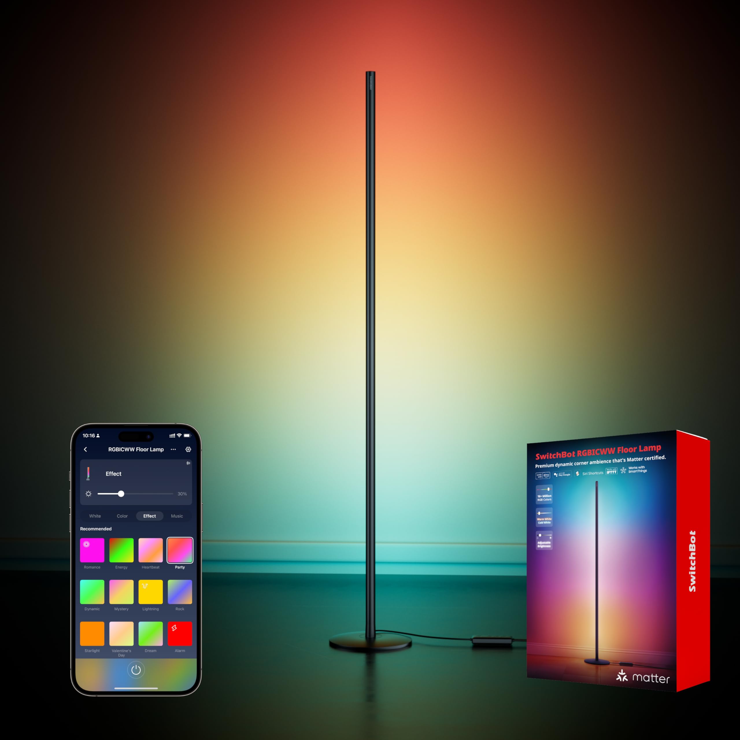 SwitchBot Smart Floor Lamp RGBICWW Voice/App Controlled