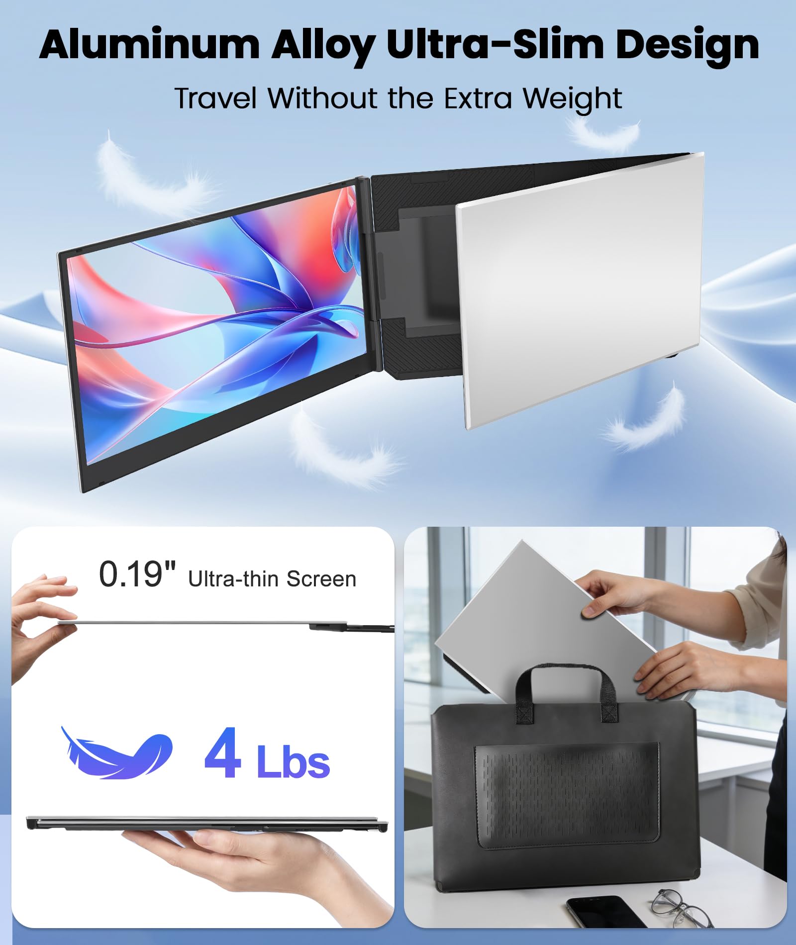 15.6" Triple Portable Monitor 1080P FHD IPS USB-C