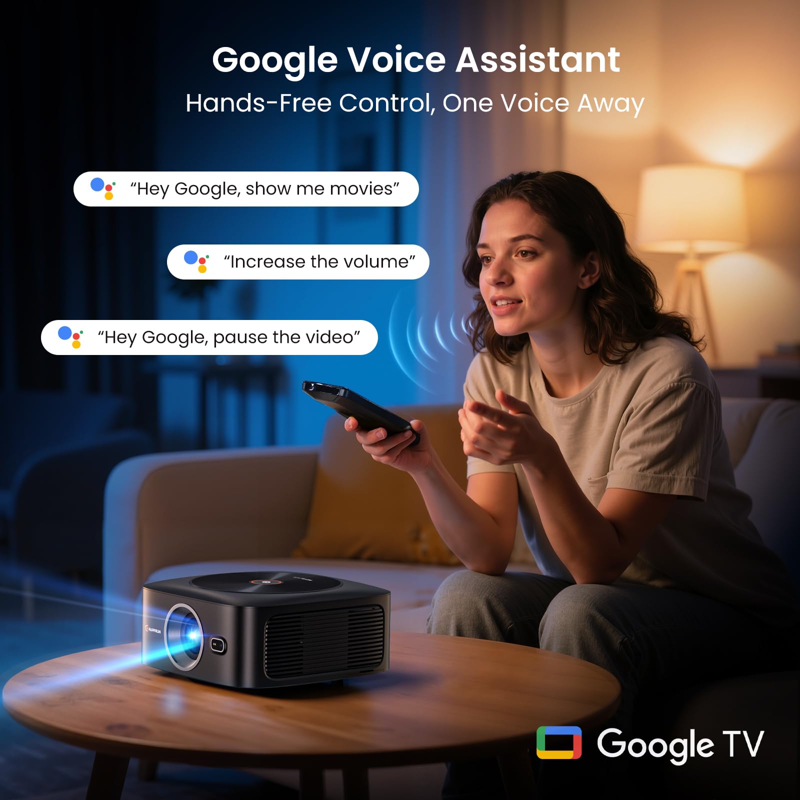 1500 ANSI Google TV Smart Projector 4K Full HD