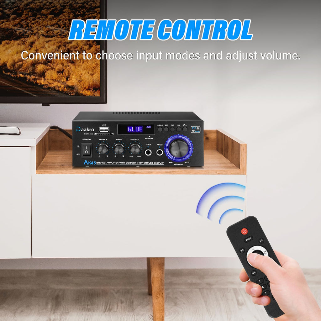 Amplificador Estéreo 300W Bluetooth 5.0 FM USB SD AK45