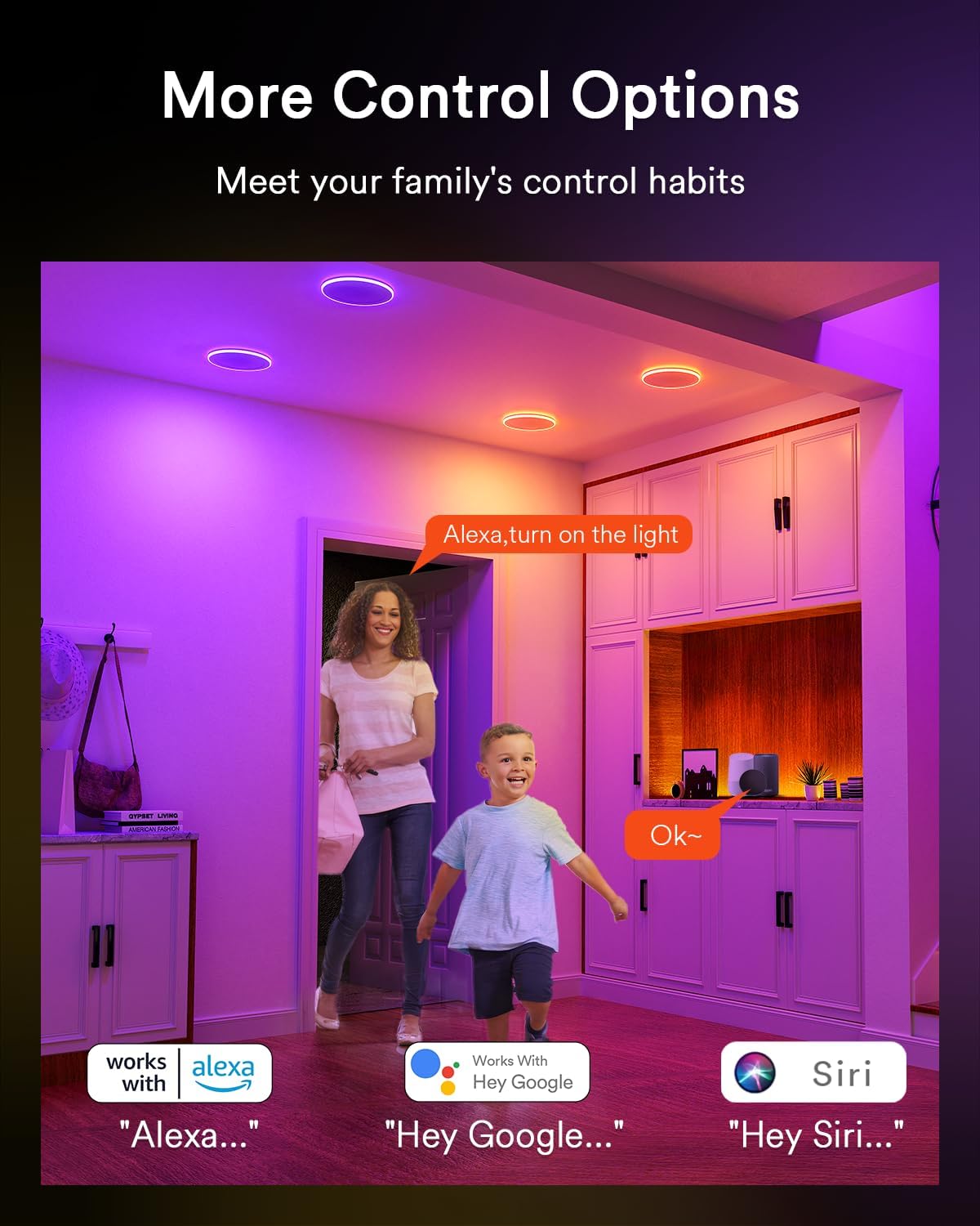 Lumary RGBAI Smart Recessed Lighting 8 Inch with Gradient Accent Light and Night Ring, 18W 1400LM Smart Can-Killer Downlight, Compatible with Alexa/Google Assistant/Siri, 4PCS